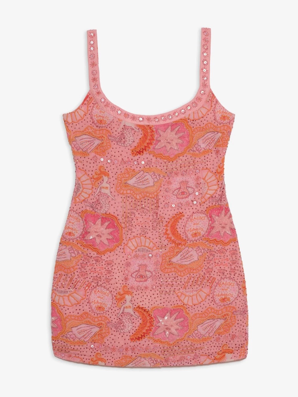 For Love & Lemons Tide Pool Beaded Mini Dress in Apricot NWT - Picture 11 of 13